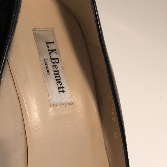 L. K. Bennett London Black Patient Leather Wedge Size 39 - Picture 2 of 9
